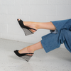 Bryce Black Nubuck Leather Heels