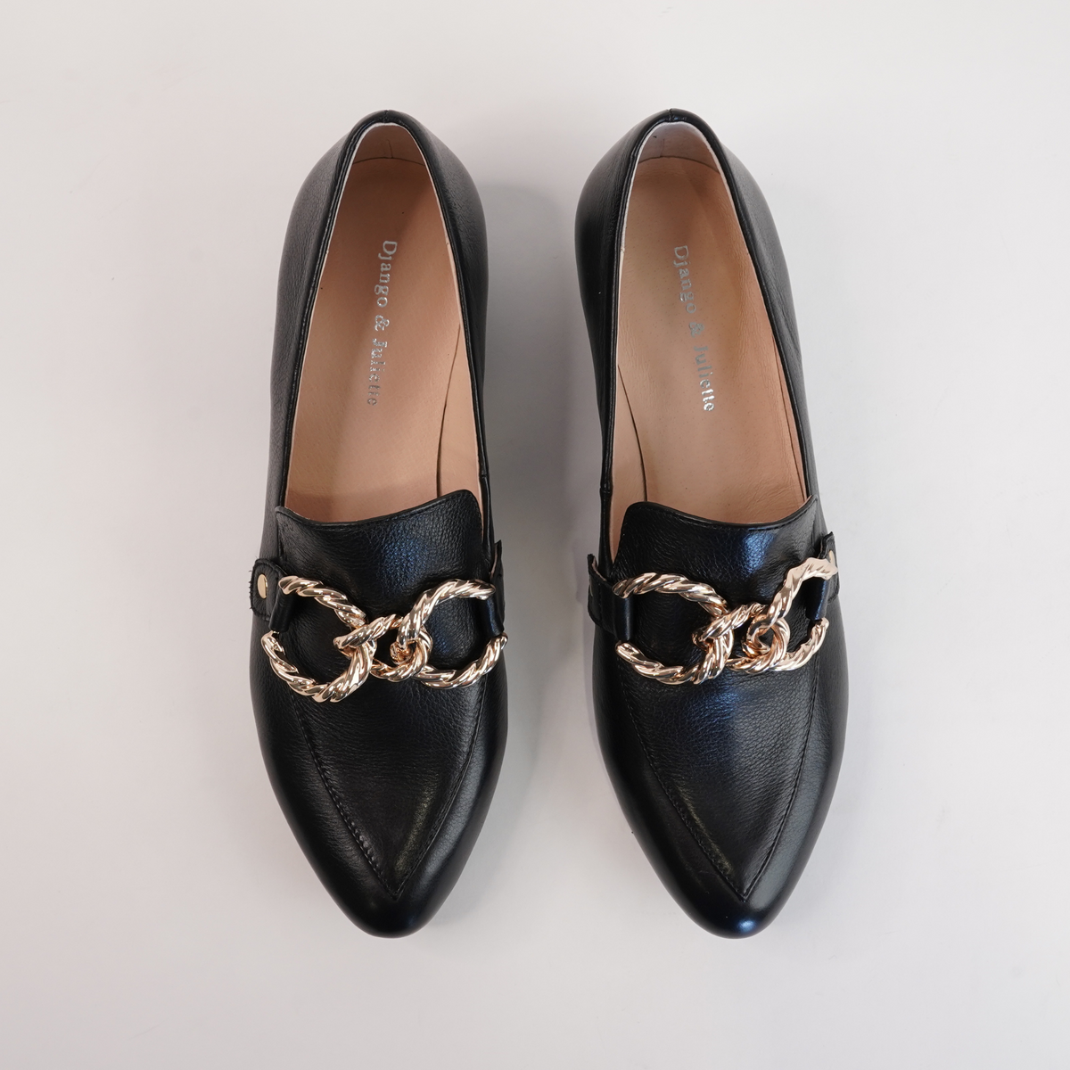 Esben Black/ Black Heel Leather Loafers - DJANGO AND JULIETTE | Shouz