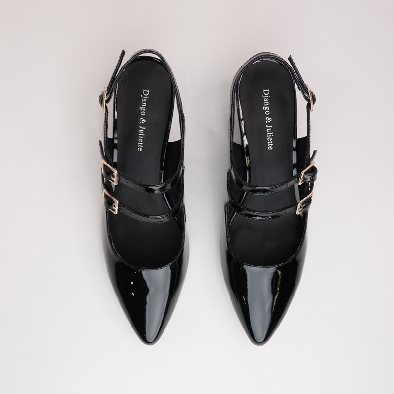 Maisha Black Patent Leather Heels