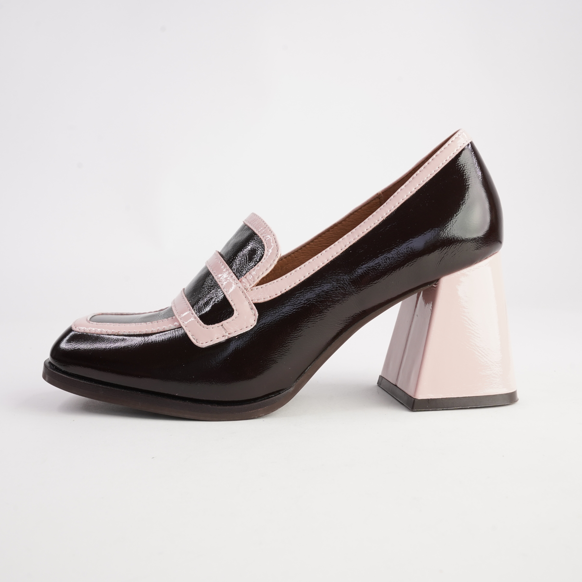 Bergen Coffee/ Pink Patent Leather Heels - TAMARA LONDON | Shouz