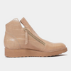 Ohmyes Latte Croc Leather Ankle Boots