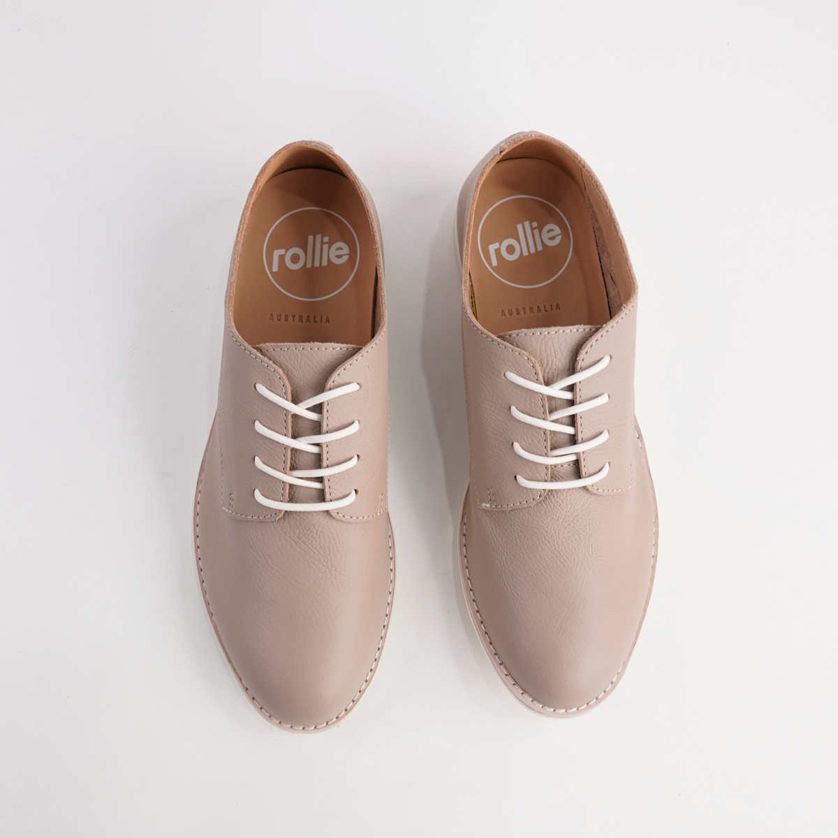 Derby Super Soft Clay Leather Lace Up Flats - ROLLIE | Shouz