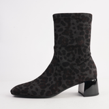 June Black Leopard Stretch Ankle Boots - MILA RAINE | Shouz