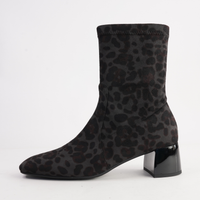 June Black Leopard Stretch Ankle Boots - MILA RAINE | Shouz