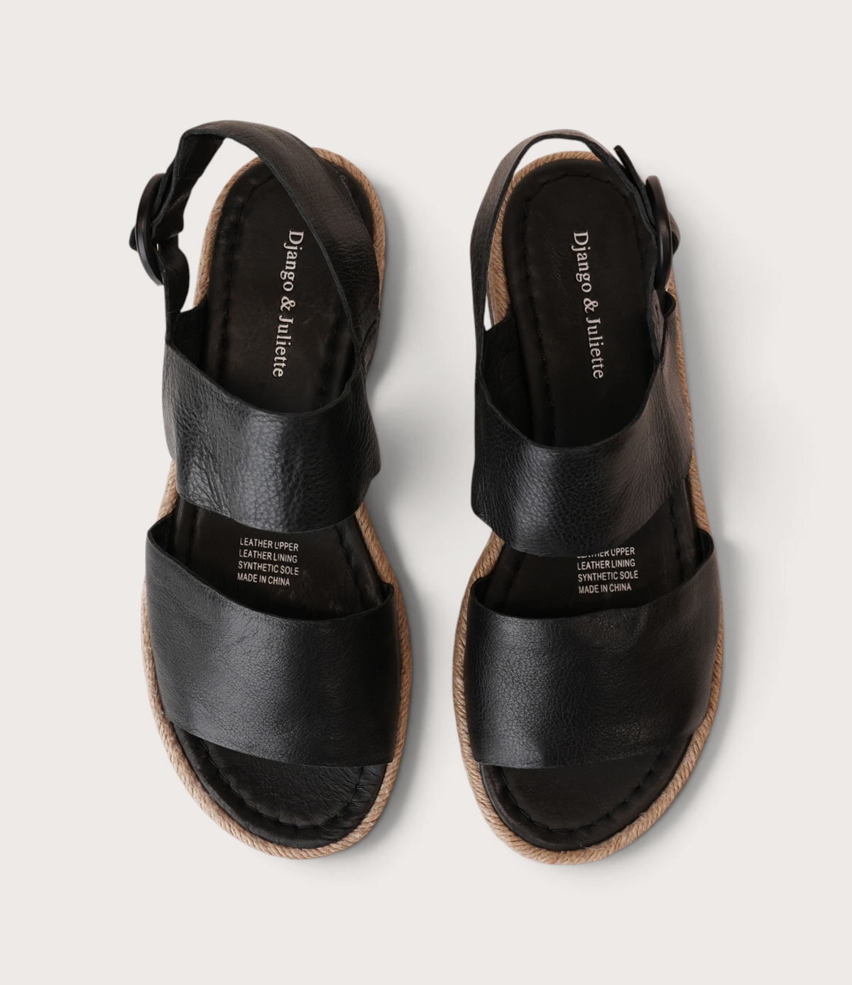 Atha Black Leather Sandals