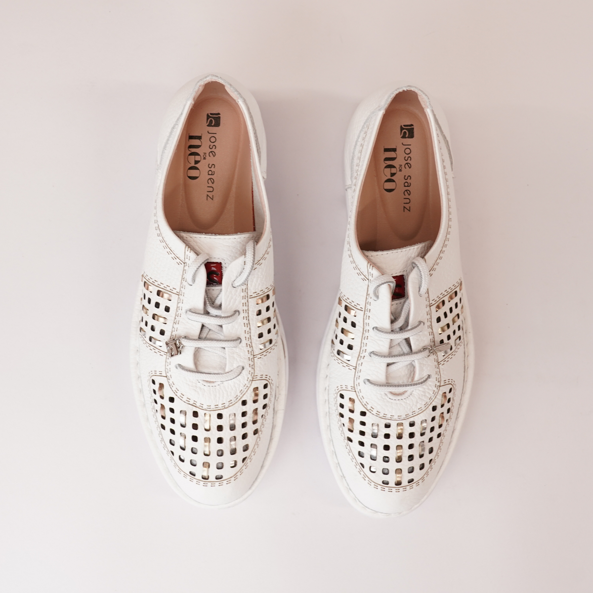 Js-4423 White/ Multi Leather Sneakers - JOSE SAENZ | Shouz