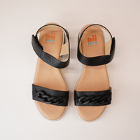 Gala Black Leather Sandals