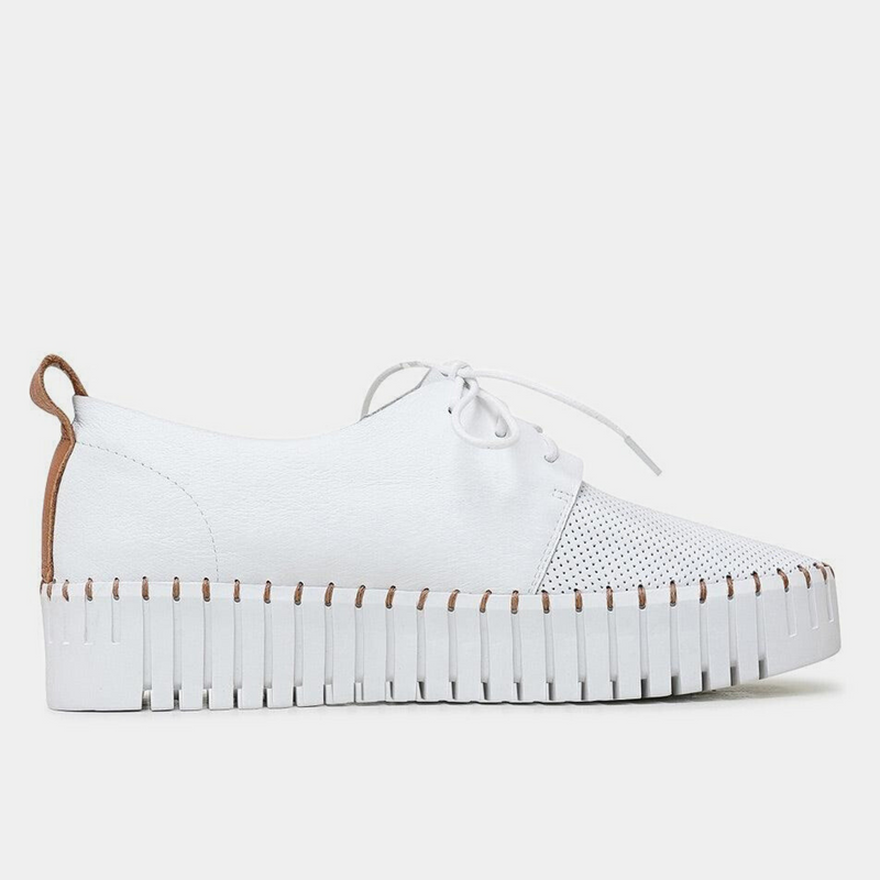 Batu White/ Dark Tan Leather Sneakers