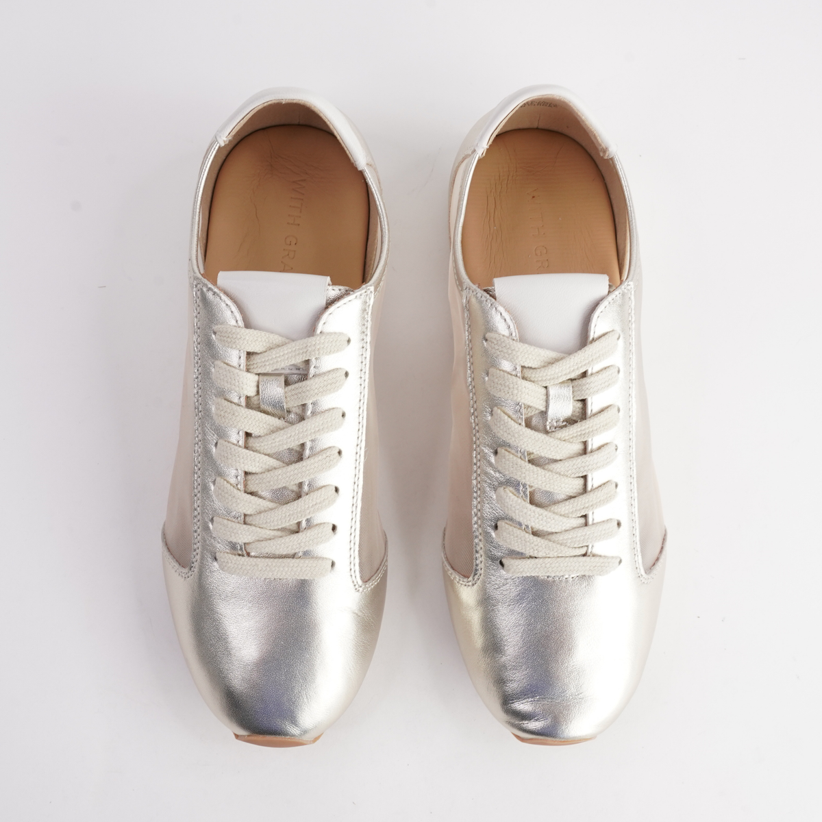 Ruby Gold Leather Sneakers - WITH GRACE | Shouz