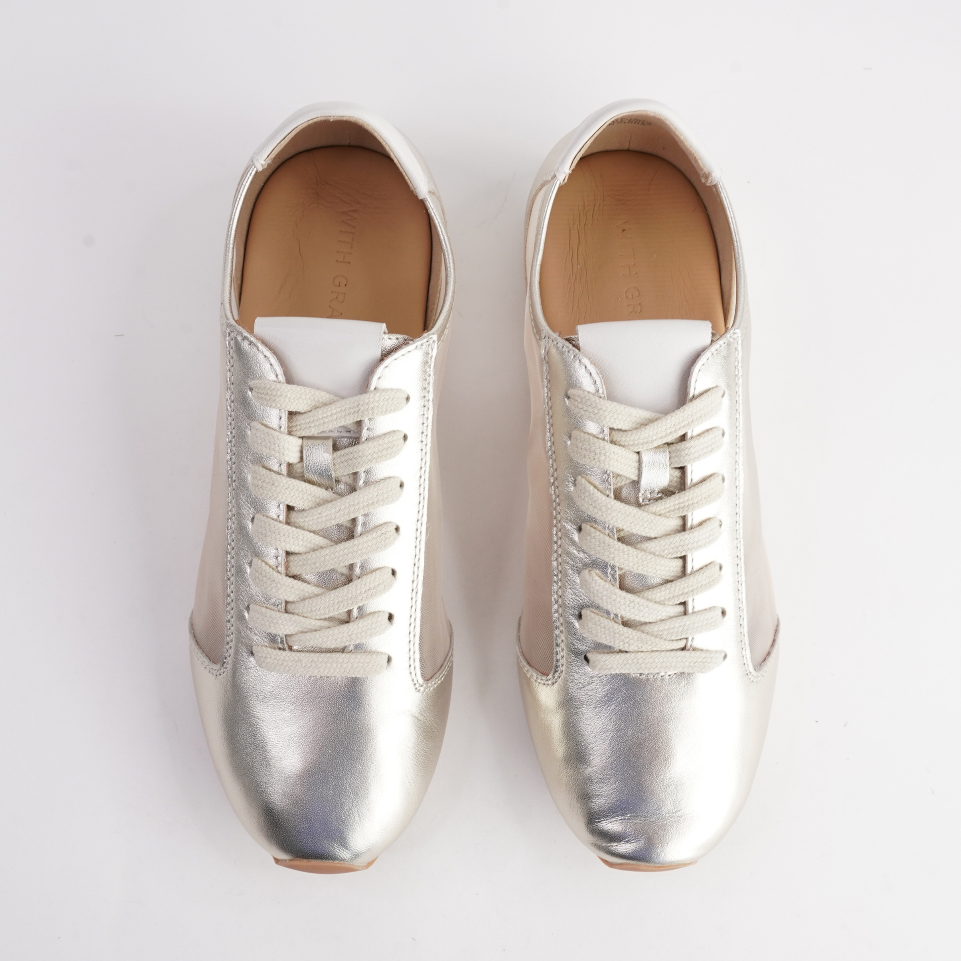 Ruby Gold Leather Sneakers - WITH GRACE | Shouz