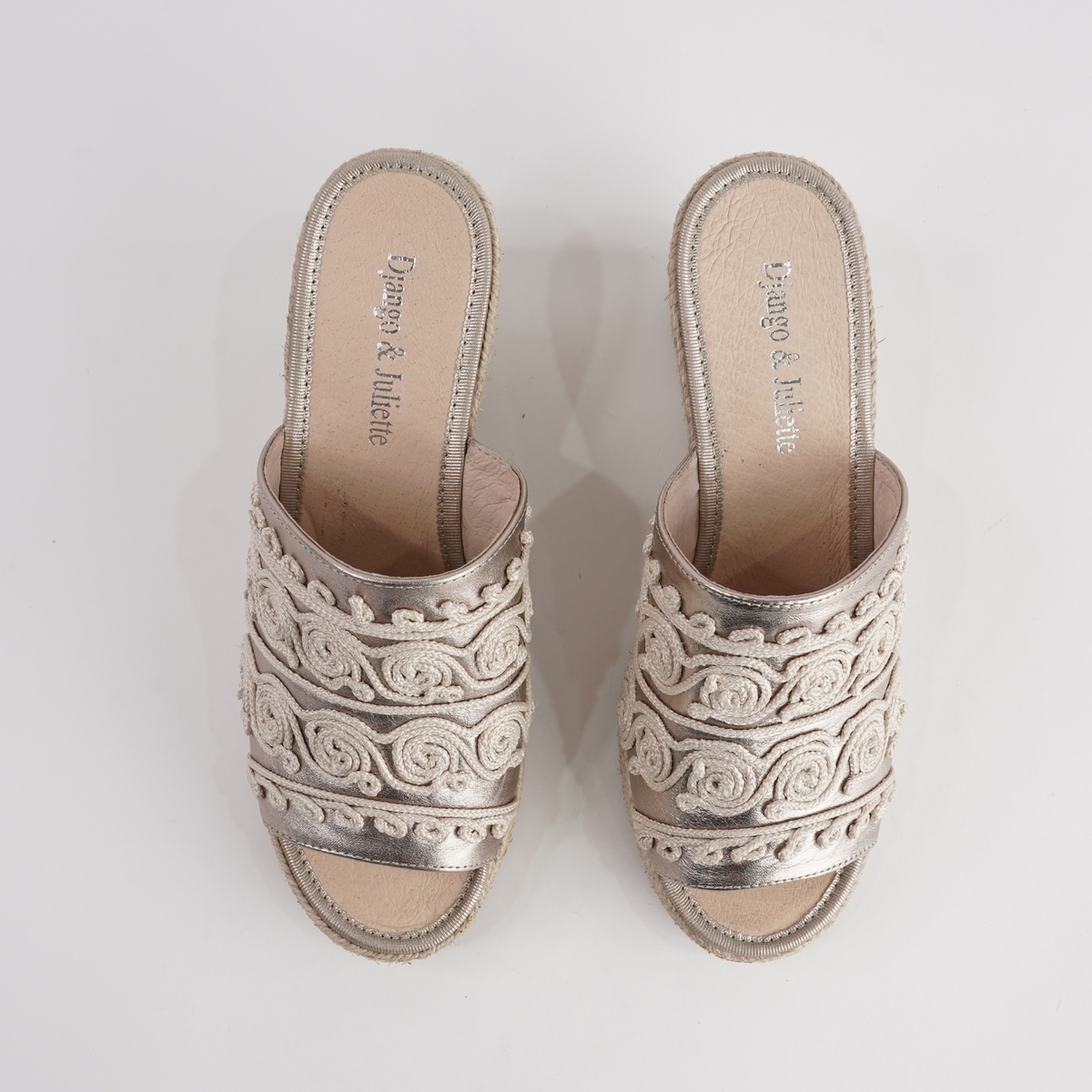 Pelexa Champagne/ Natural Espadrille Wedges - DJANGO AND JULIETTE | Shouz