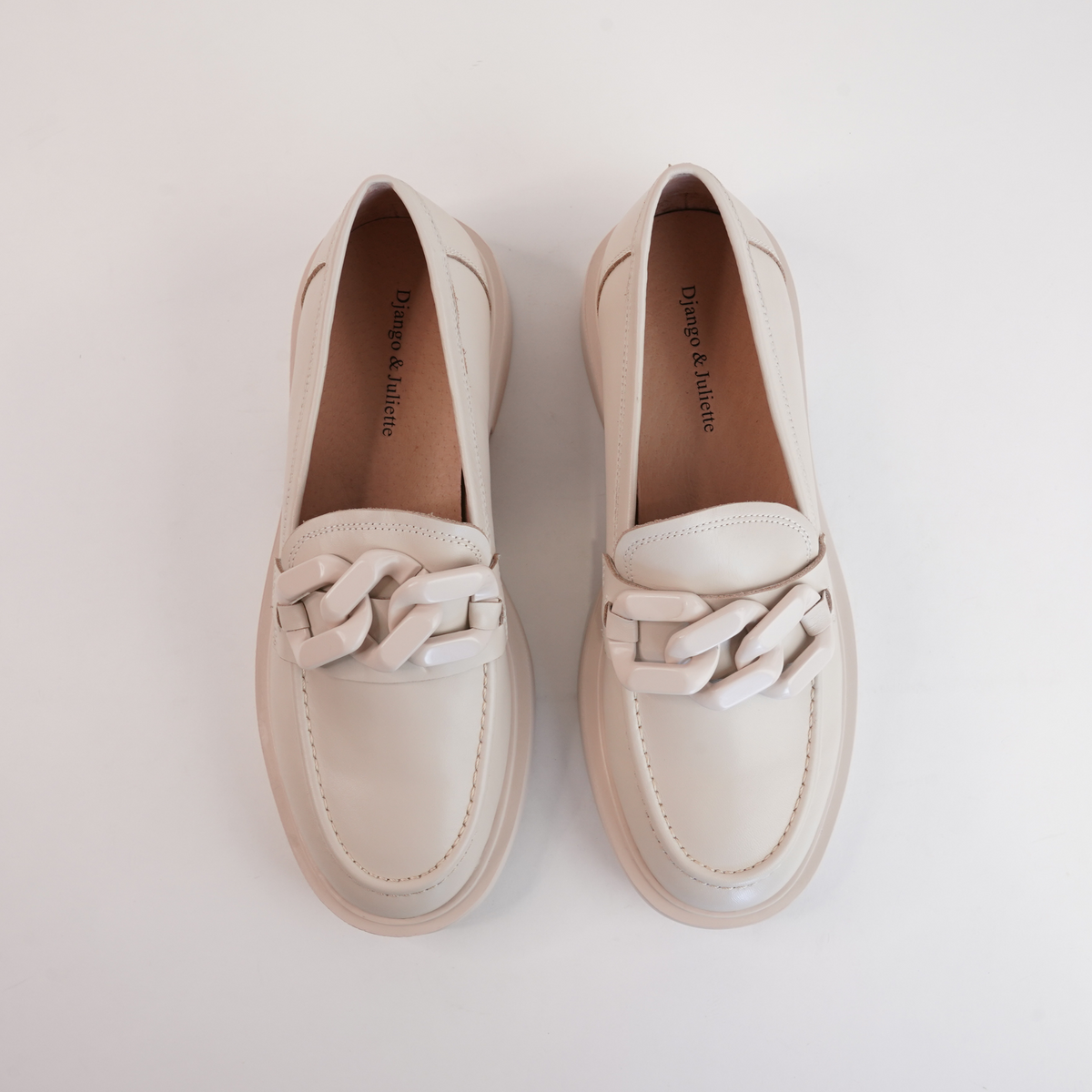 Ishie Almond Leather Loafers - DJANGO AND JULIETTE | Shouz