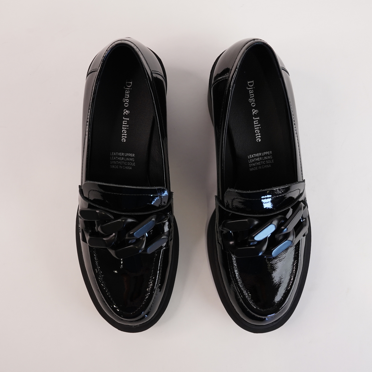 Arrigo Black Patent Leather Heeled Loafers - DJANGO AND JULIETTE | Shouz