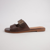 Larino Choc Leather Slides