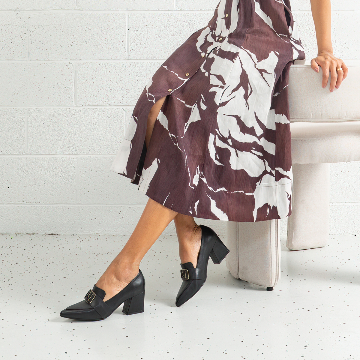 Moseles Blackleather Heeled Loafers