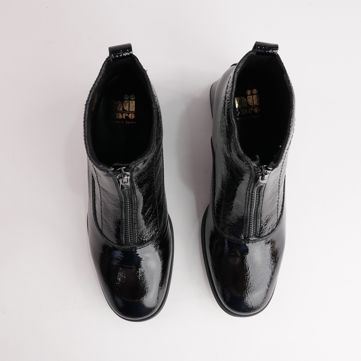Dora Black Patent Leather Ankle Boots