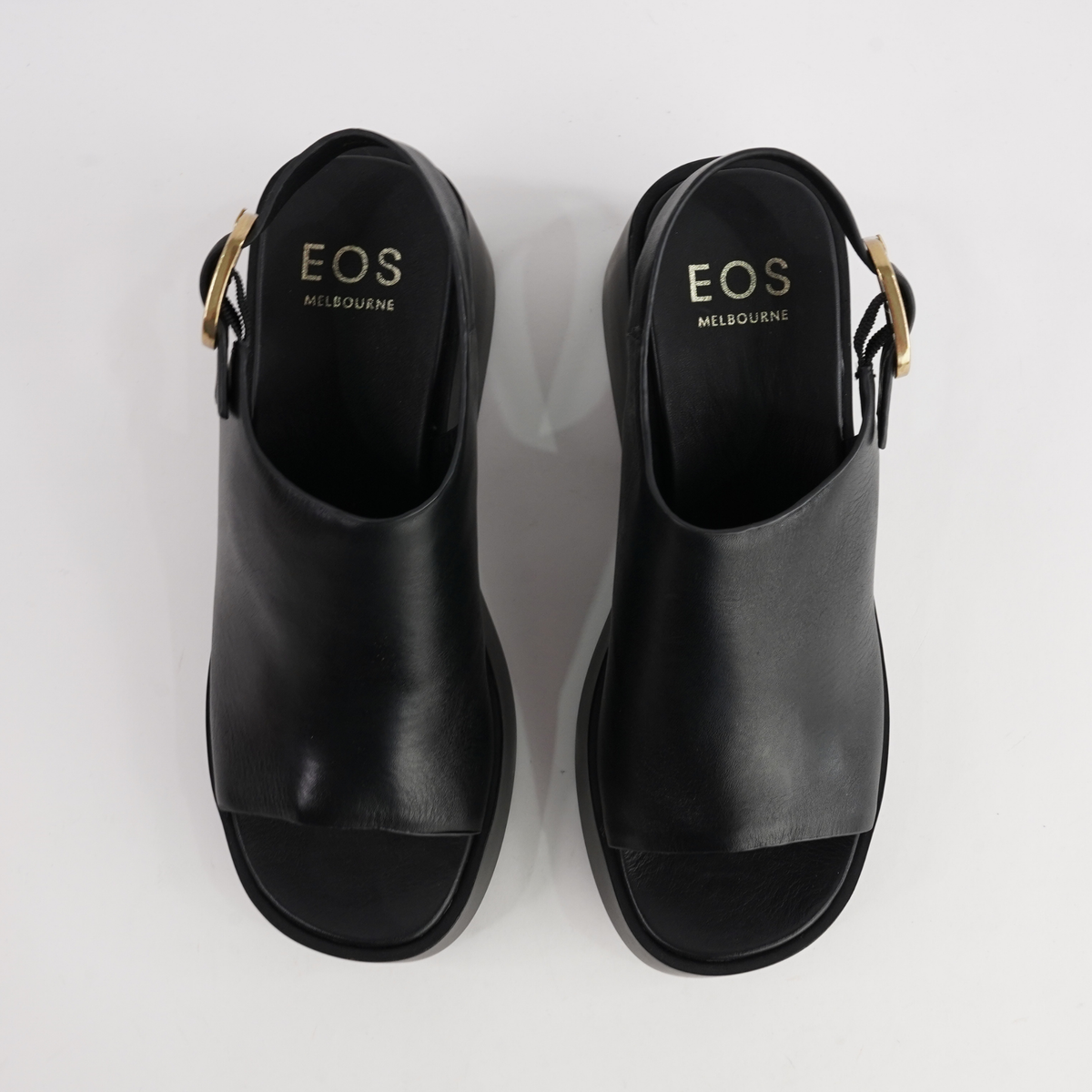 Ariani Black Leather Wedges - EOS FOOTWEAR | Shouz