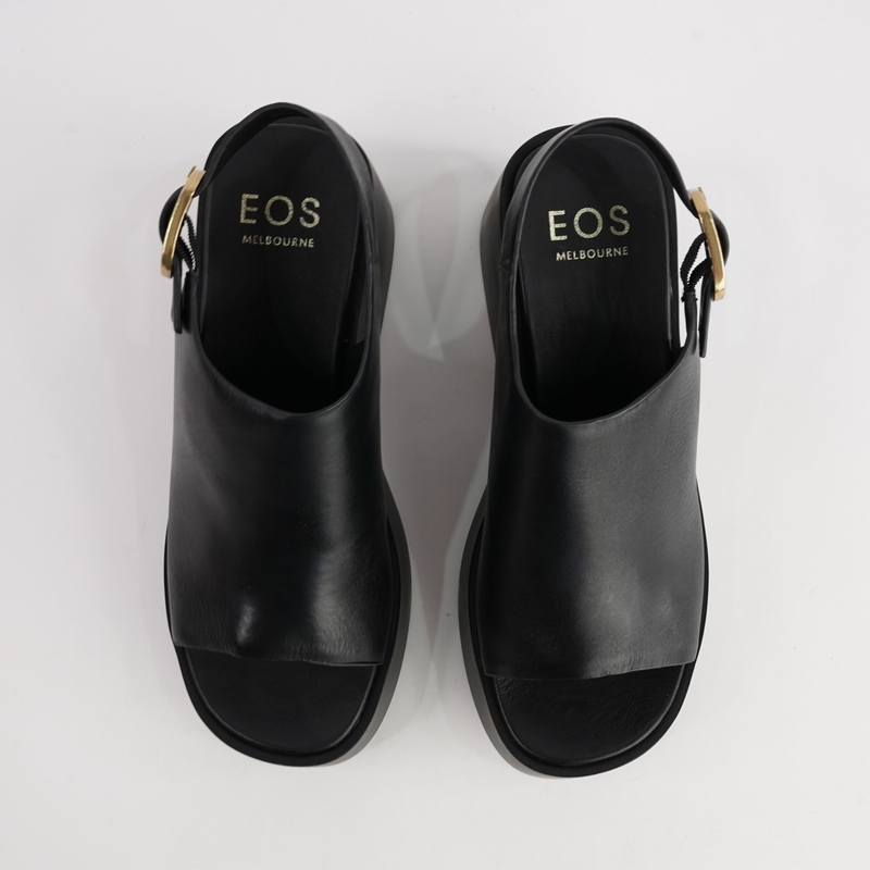 Ariani Black Leather Wedges