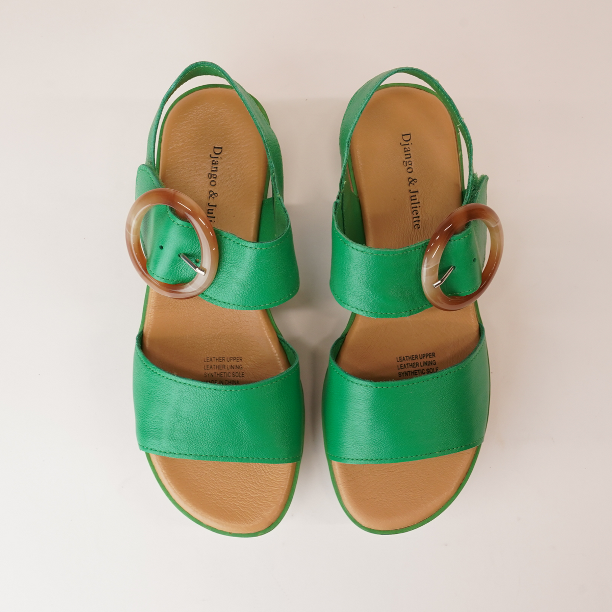 Cubbie Bright Emerald Leather Sandals - DJANGO AND JULIETTE | Shouz