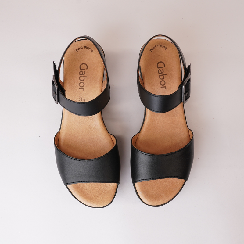 Pina Black Leather Sandals