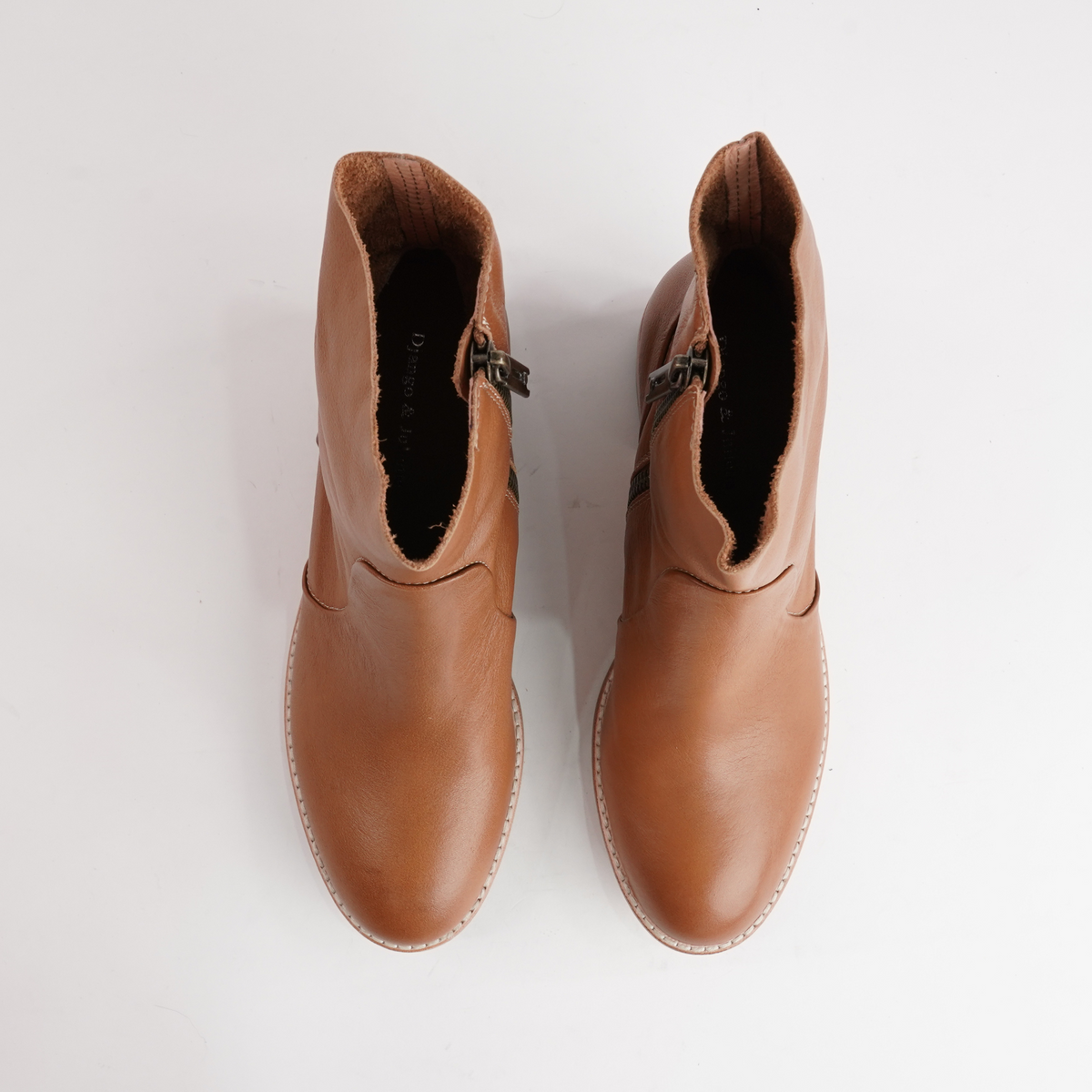 Rarna Tan Leather Ankle Boots