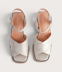 Jemi Beige And Gold Wash Leather Heels