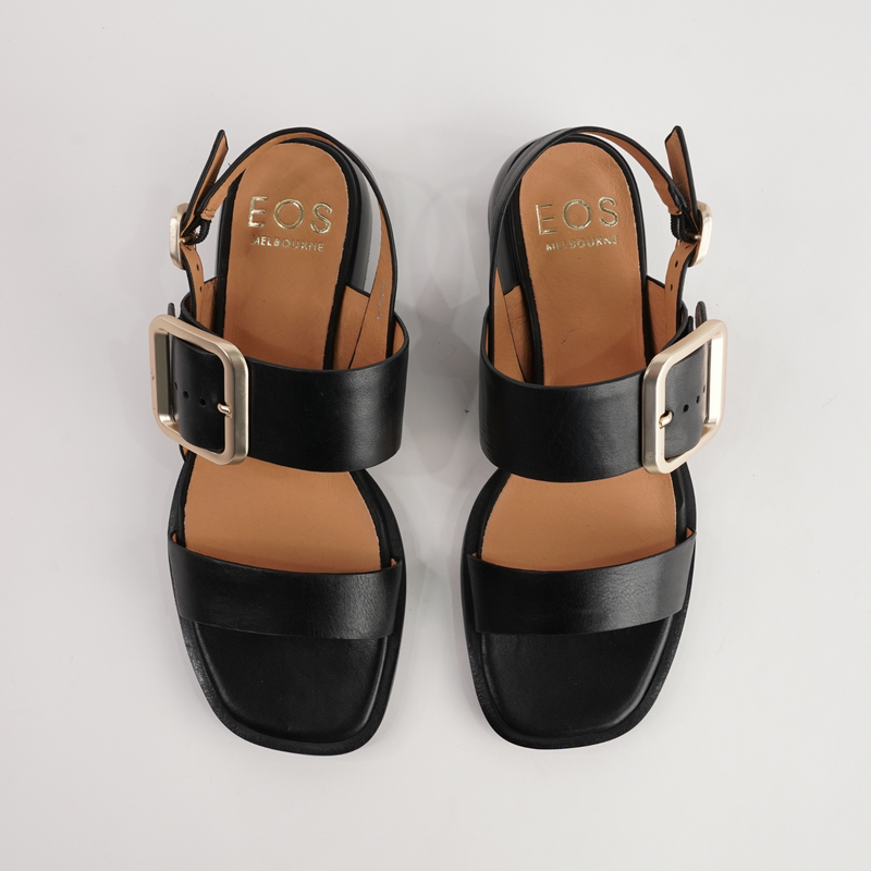 Ikam Black Leather Sandals