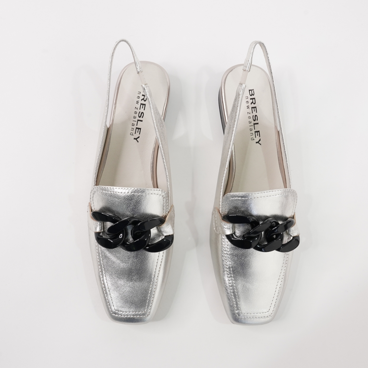 Randal Silver/ Black Leather Loafers - BRESLEY | Shouz