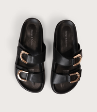 Ullana Black Leather Slides
