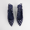 Ihops Navy White Spots Leather Heels