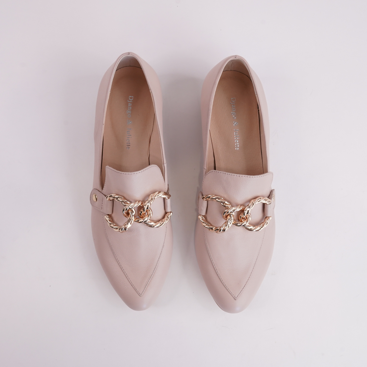 Esben Nude Leather Loafers - DJANGO AND JULIETTE | Shouz