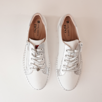 Js-2001 White/ Silver Leather Sneakers