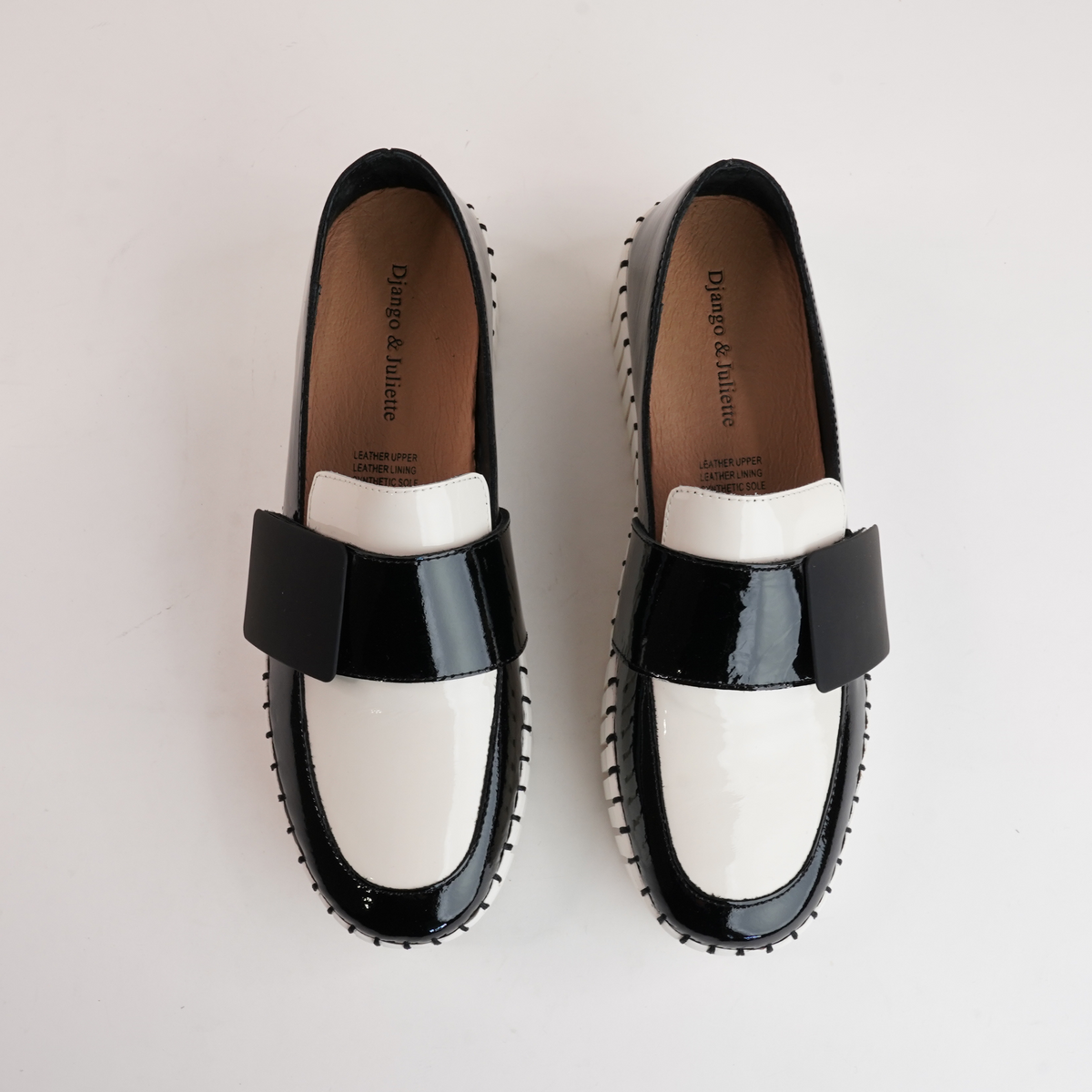 Belenna Black Patent/ Ivory Patent Leather Sneakers - DJANGO AND JULIETTE | Shouz