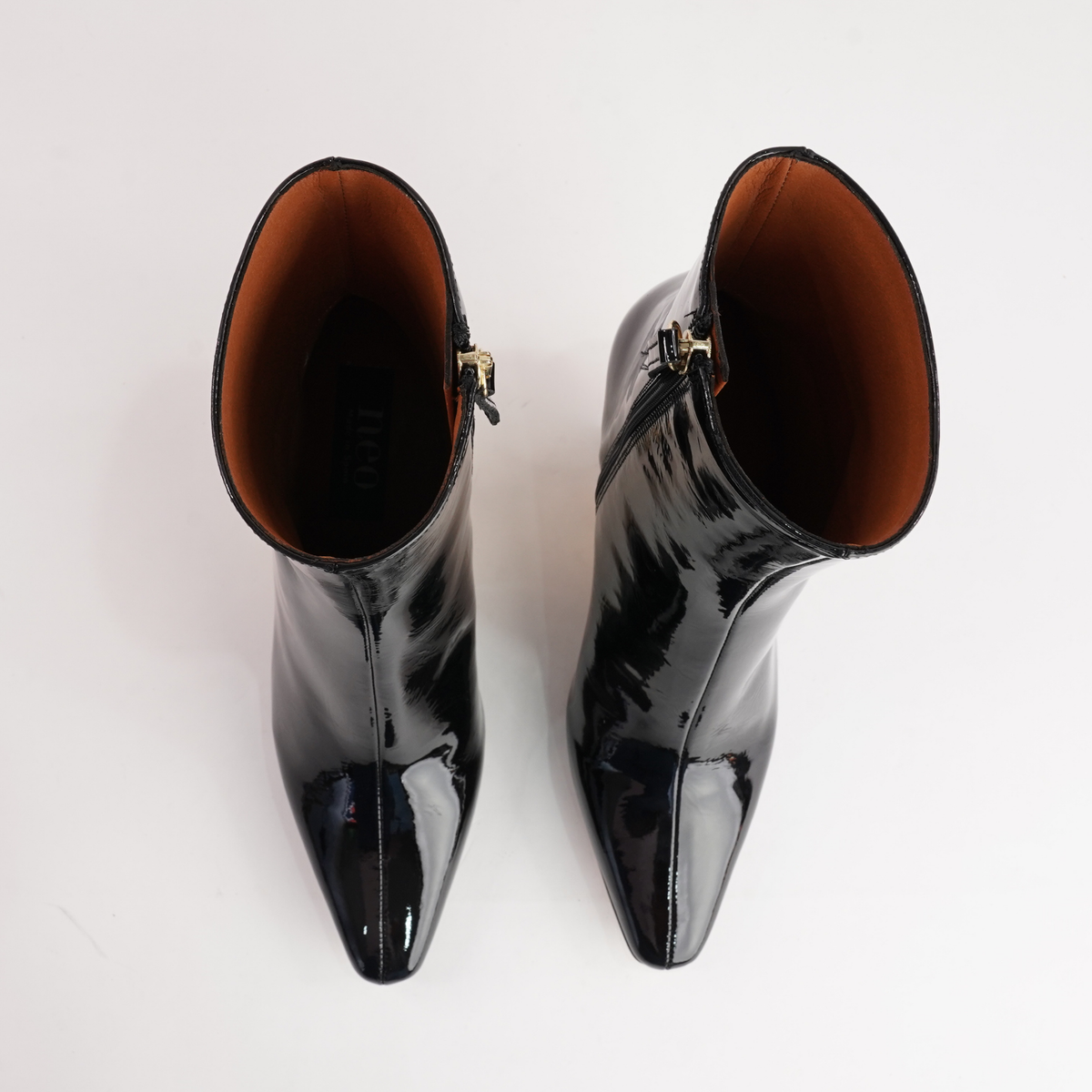 Ag-24573 Black Patent/ Gold Heel Leather Ankle Boots