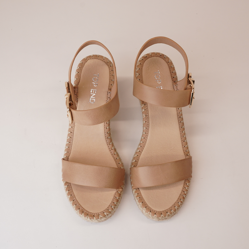 Gabigale Cappuccino Leather Espadrille Wedges