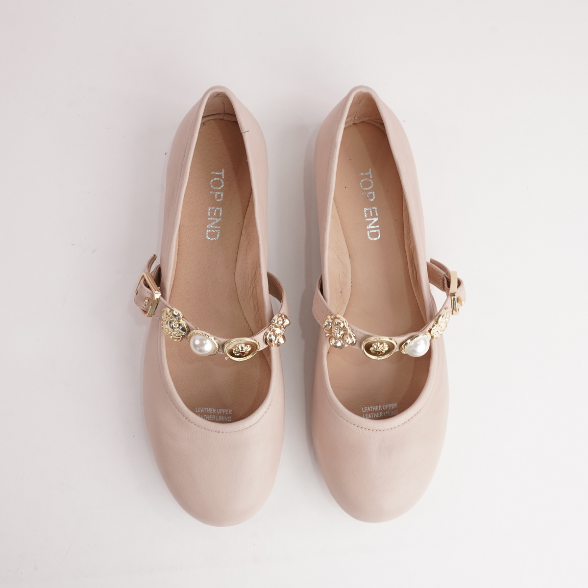Blairre Nude Leather Ballet Flats - TOP END | Shouz