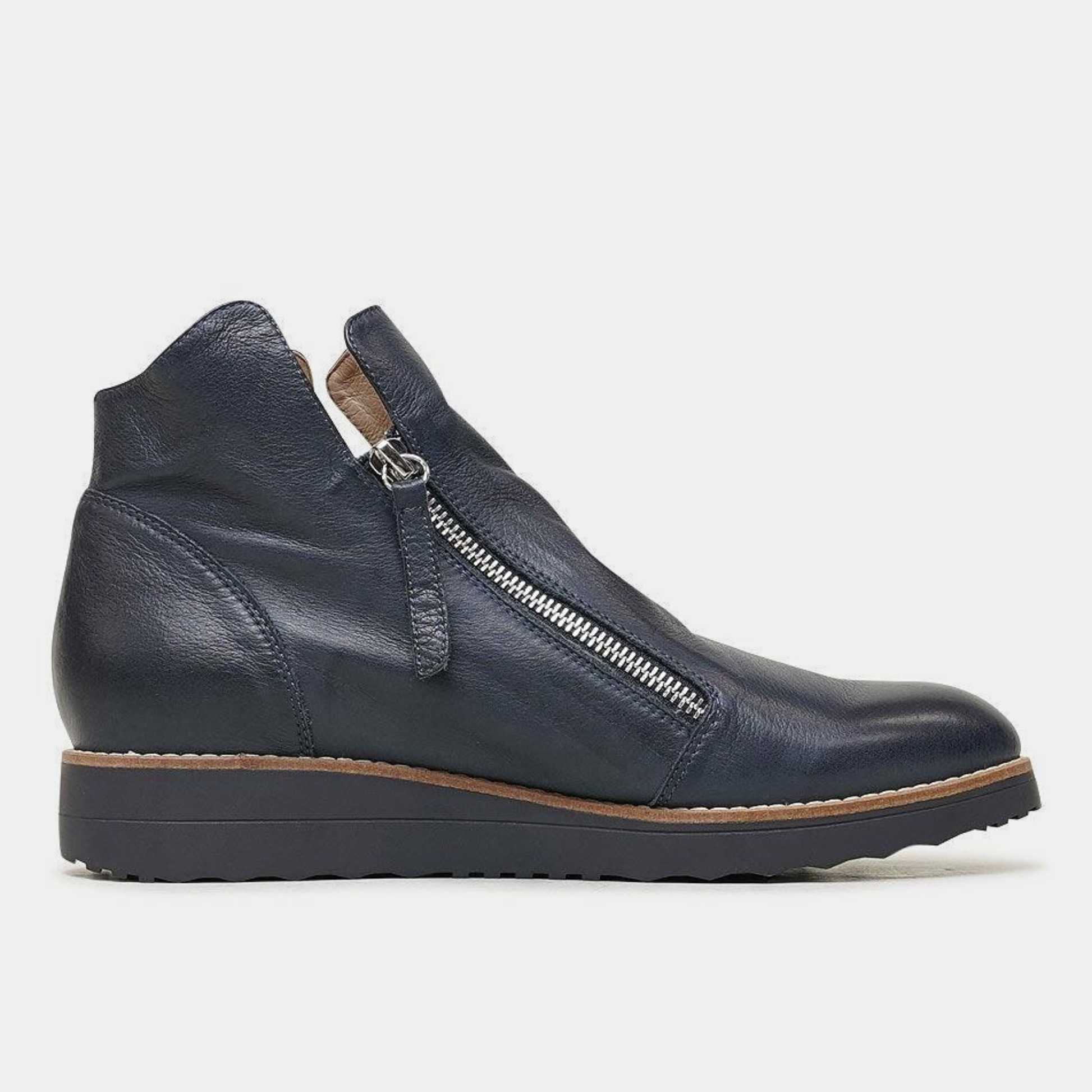 Ohmy Navy/ Navy Leather Ankle Boots - TOP END | Shouz