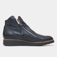 Ohmy Navy/ Navy Leather Ankle Boots - TOP END | Shouz