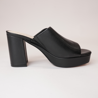 Ordos Black Leather Heels