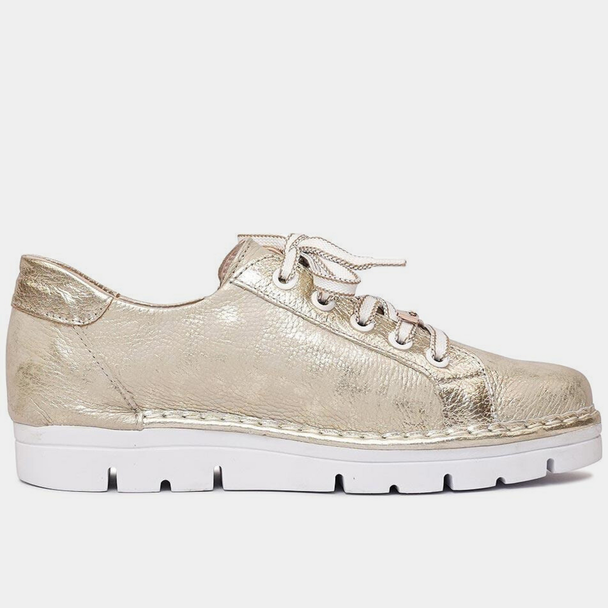 Js-2001 Champagne Leather Sneakers - JOSE SAENZ | Shouz