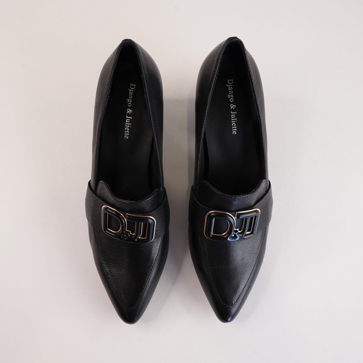 Moseles Blackleather Heeled Loafers