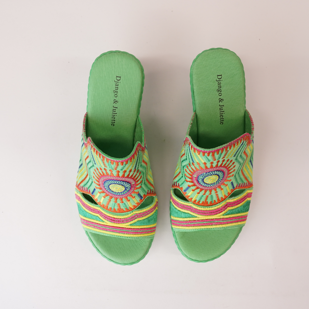 Eilam Lime Multi Leather Heels - DJANGO AND JULIETTE | Shouz