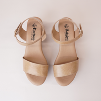 009-Cres-138 Sand Patent/ Suede Leather Wedges