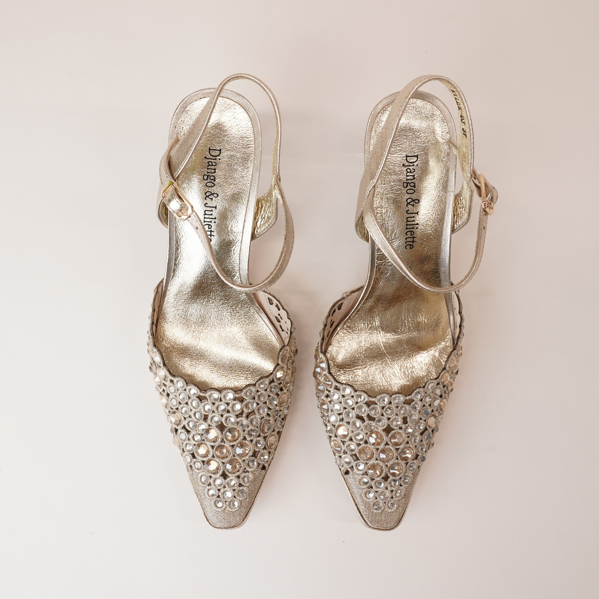 Kyler Gold Multi Leather Heels - DJANGO AND JULIETTE | Shouz