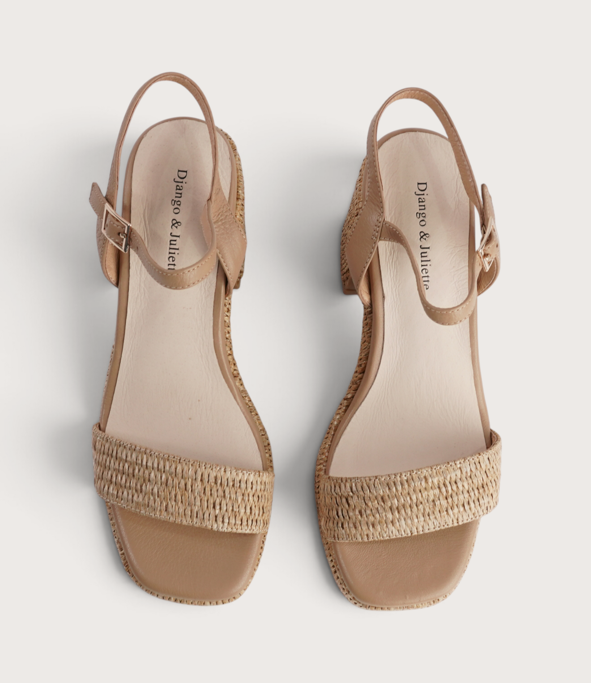 Kondry Natural Raffia/ Camel Leather Heels