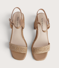 Kondry Natural Raffia/ Camel Leather Heels