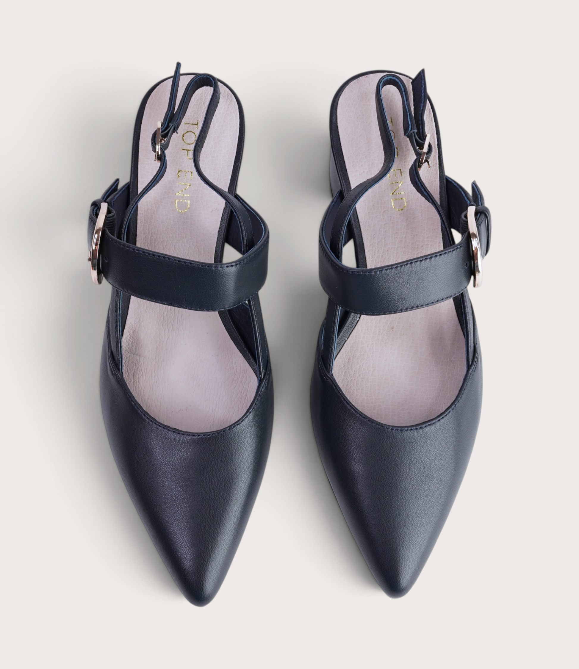 Asten Navy Leather Heels