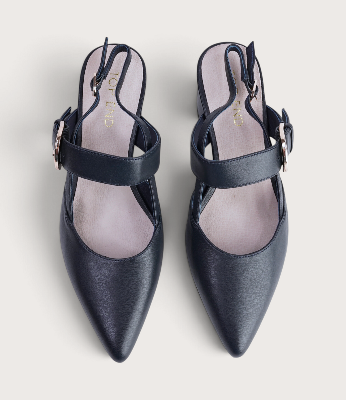 Asten Navy Leather Heels