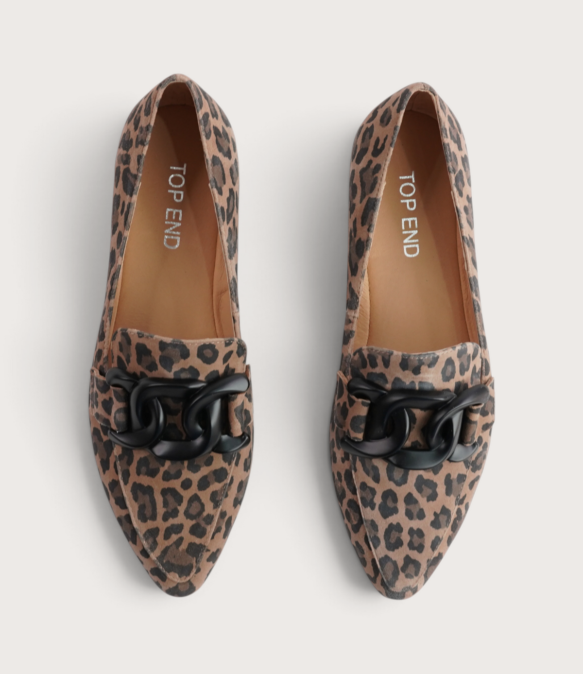Socoros Camel Leopard Leather Loafers