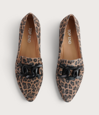 Socoros Camel Leopard Leather Loafers